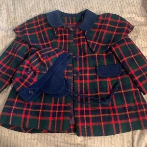 Vintage Weather Winky Plaid Wool Coat size 4T w/ hat